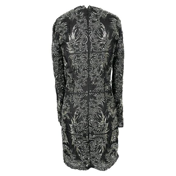 Monique Lhuillier Fall 2014 Black Beaded Sequin Mini Dress – Size 4 - Picture 4 of 11